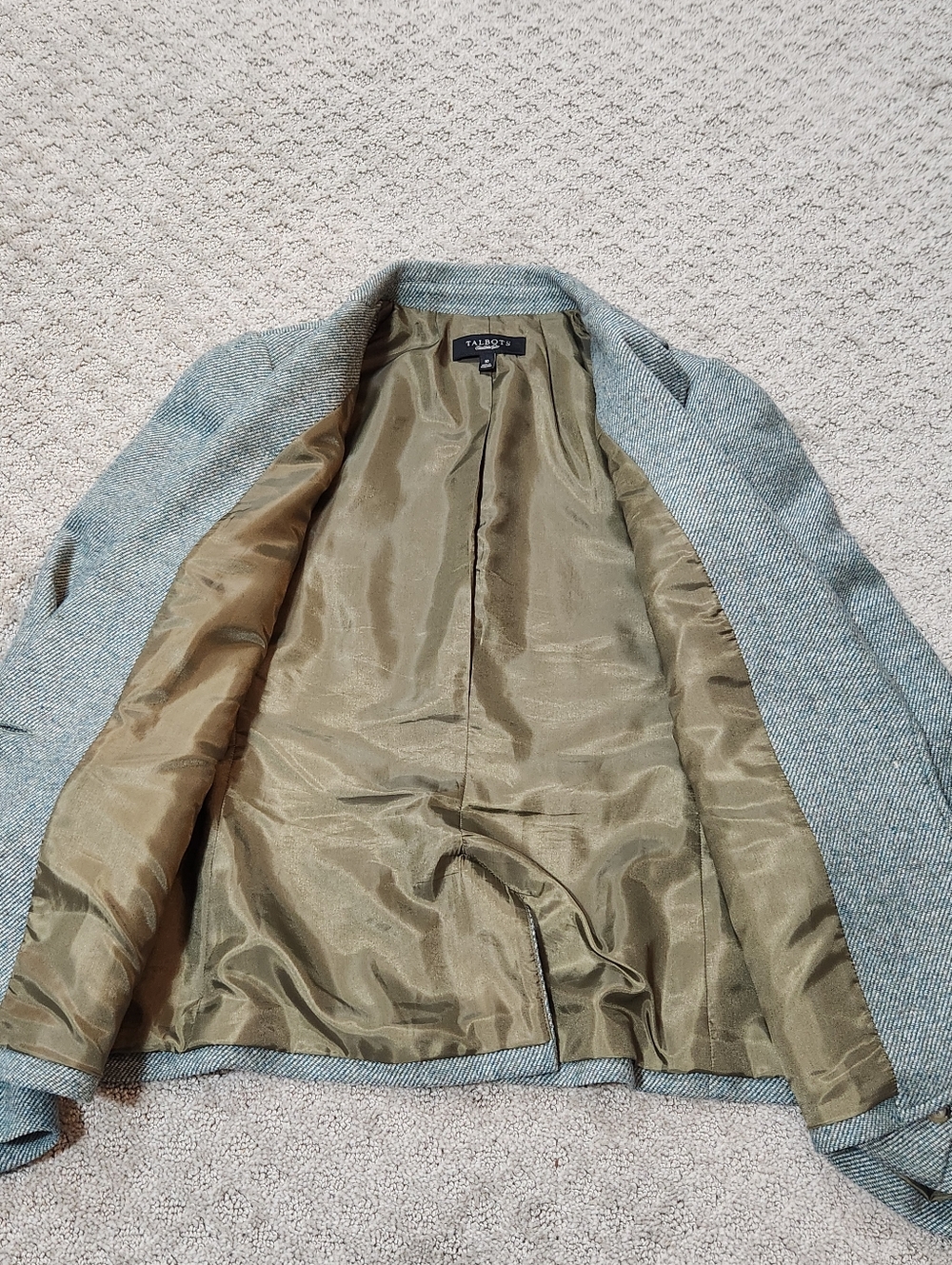 Talbots Light Green Herringbone Tweed Wool Blazer Women's Size 10 - Picture 7 of 12